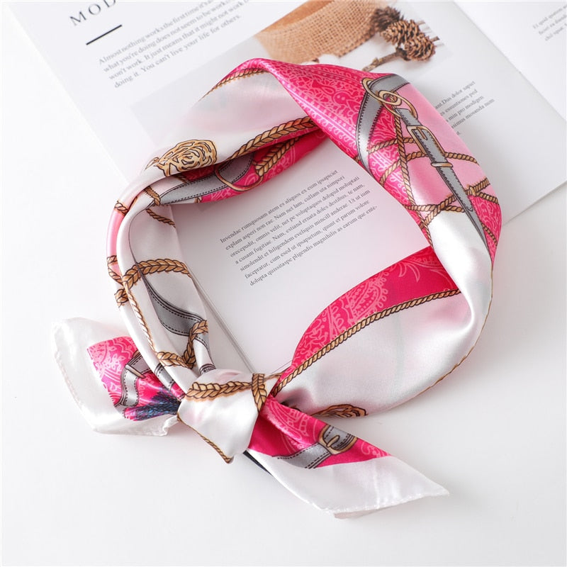Women Square Silk Scarf Chiffon Satin Lady Hair Neck Foulard  Scarves Shawl Wrap Female Bandana Head Kerchief Hijab Headband