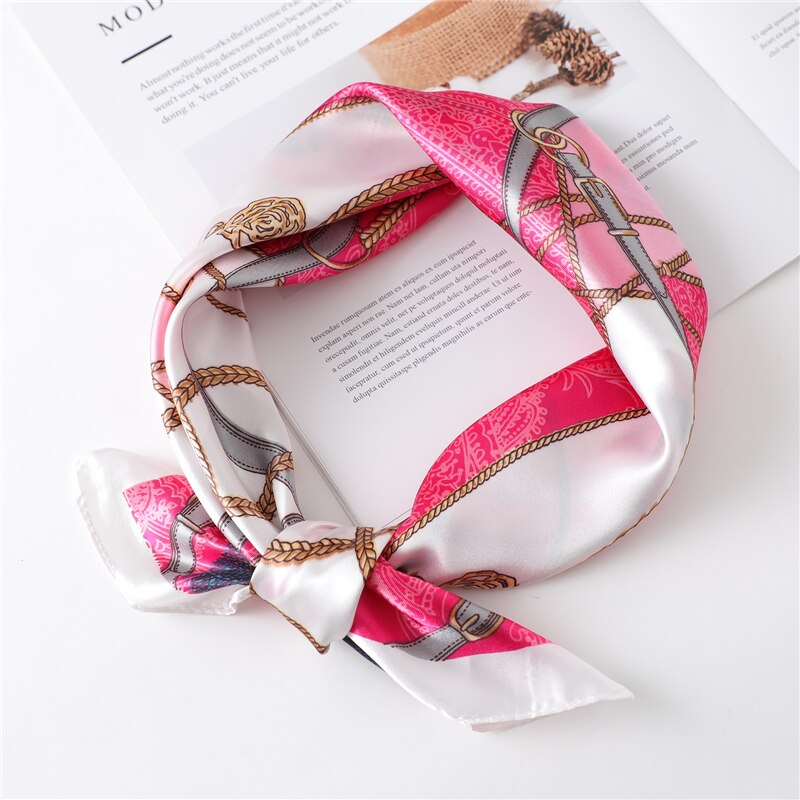 Women Square Silk Scarf Chiffon Satin Lady Hair Neck Foulard  Scarves Shawl Wrap Female Bandana Head Kerchief Hijab Headband