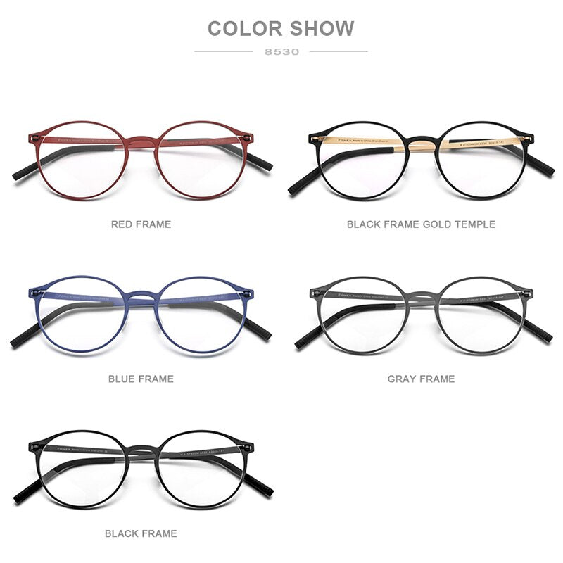 FONEX Pure Titanium Glasses Frame Women Retro Round Prescription Eyeglasses 2020 New Men Antiskid Optical Screwless Eyewear 8530
