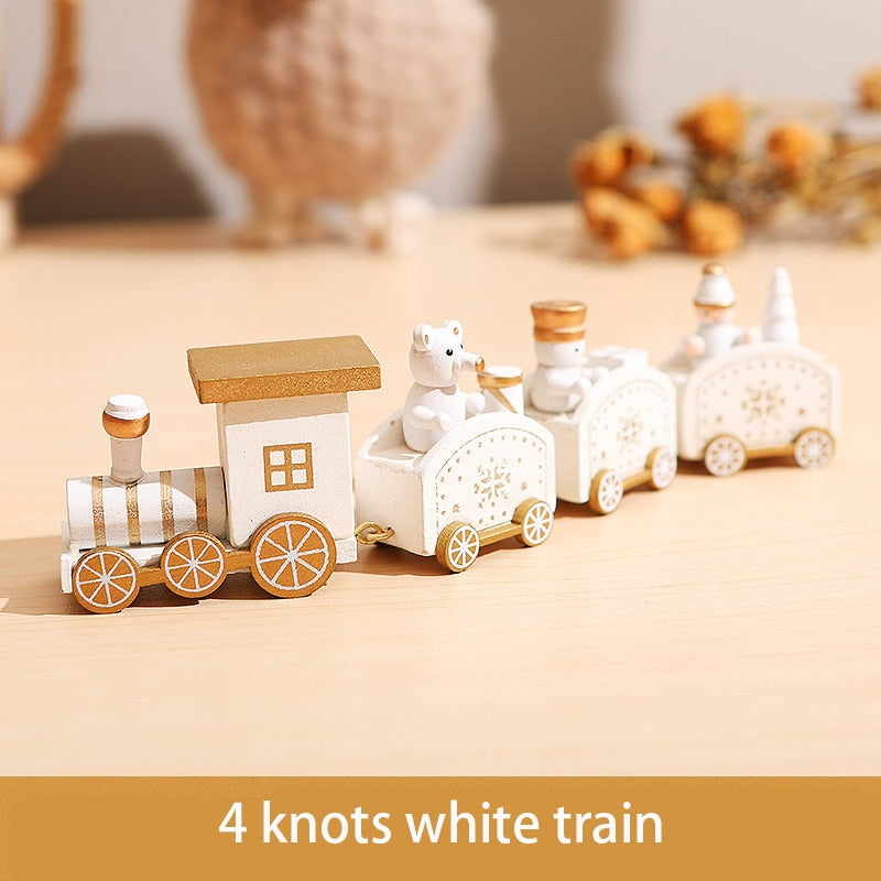 Wooden Christmas Train Ornament Christmas Decoration For Home Santa Claus Gift Toys Crafts Table Deco Navidad Xmas 2021 New Year