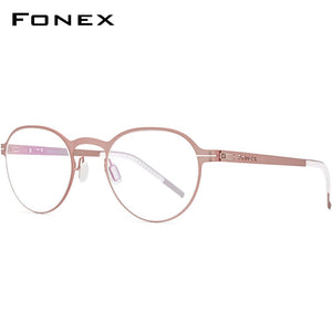 FONEX Alloy Glasses Frame Women 2020 New Round Optical Myopia Prescription Eyeglasses Frames Men Korean Screwless Eyewear 994