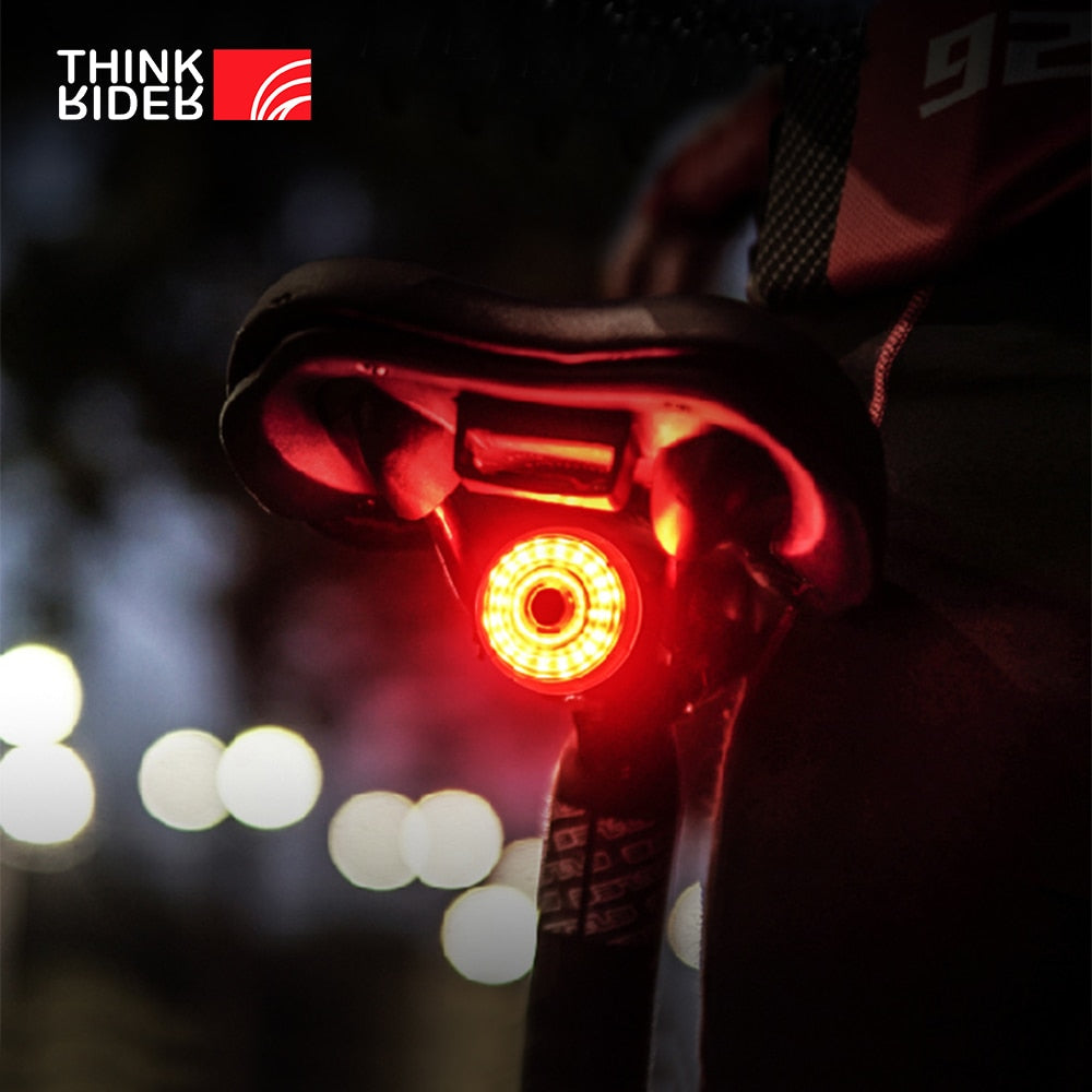 ThinkRider  Cycling Taillight Bicycle Smart Auto Brake Sensing Light IPx6 Waterproof LED Charging Bike Rear Light