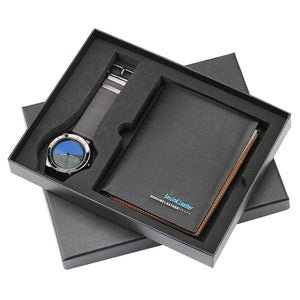 Mens Watches Luxury Minimalist Quartz Wrist Watch Card Holder Wallet Watches Men Gift Set Watches for Dad Husband Boy Friend