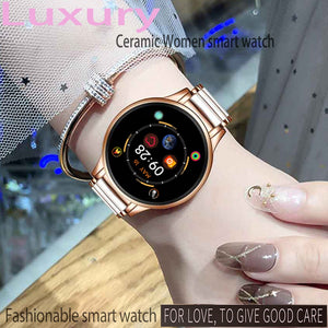 LIGE Luxury Smart Watch Women Waterproof Sports Fitness Tracker For Android ios Reloj inteligente Ceramic Strap smart watch Men