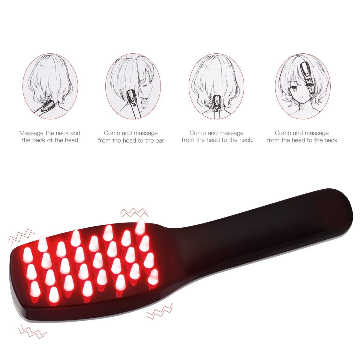 Phototherapy Head Massager Prevent Hair Loss Comb Electric Vibration Scalp Massager USB Hair Brush Promote Blood Circulation 31