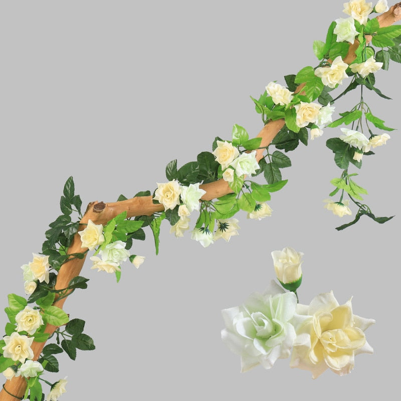 Artificial Flowers Rose 230cm length 16 to 69 flower Flowers for A Wedding Arch Flowers Garland Romantic Rose In Glass Dome