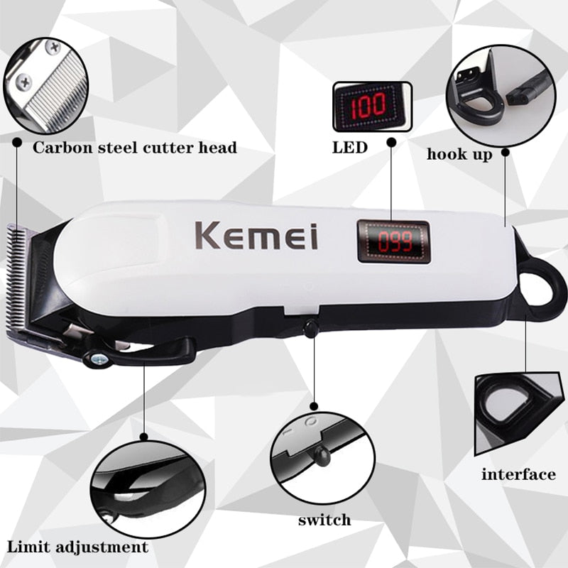 Kemei Electric Hair Clipper Hair Cutting maching Wireless Trimmer Men Professional clipper machine rechargeable hair cut barber