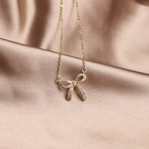 Jewelry exquisite sweet copper inlaid zircon bow