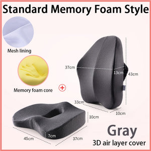 Memory Foam Seat Cushion Orthopedic Pillow Coccyx Office Chair Cushion Support Waist Back Cushion Car Seat Hip massage Pad Sets