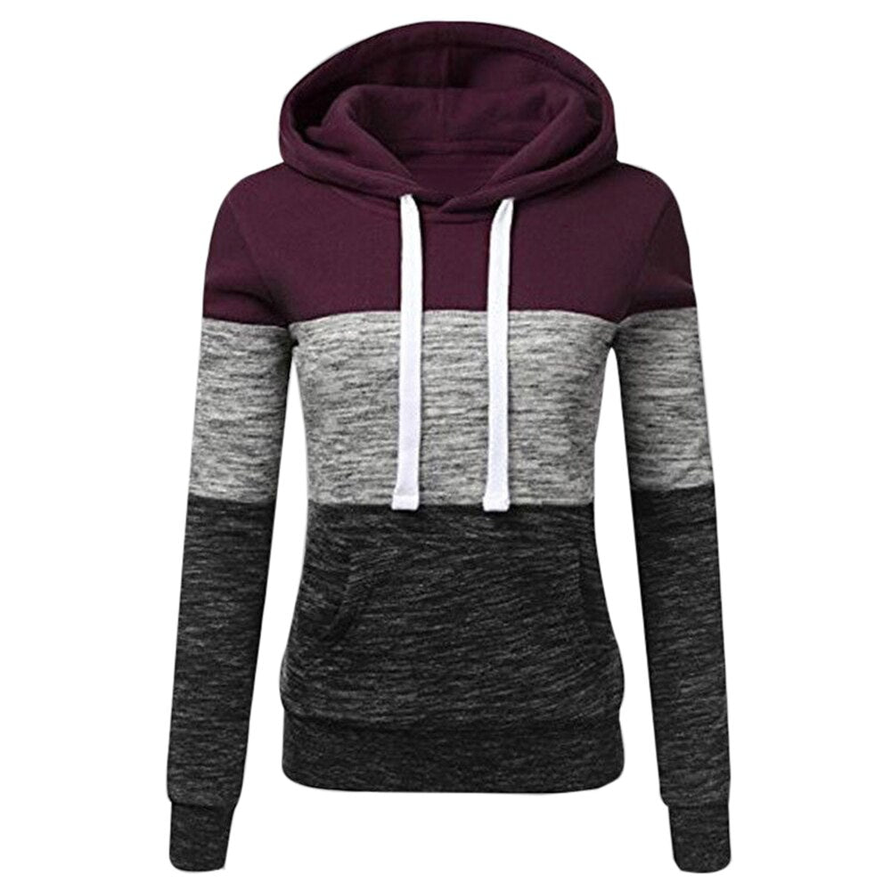 SHUJIN femmes sweats automne hiver sweats à capuche à manches longues à capuche dames fermeture éclair poche Patchwork sweat à capuche vêtements d'extérieur pour femmes