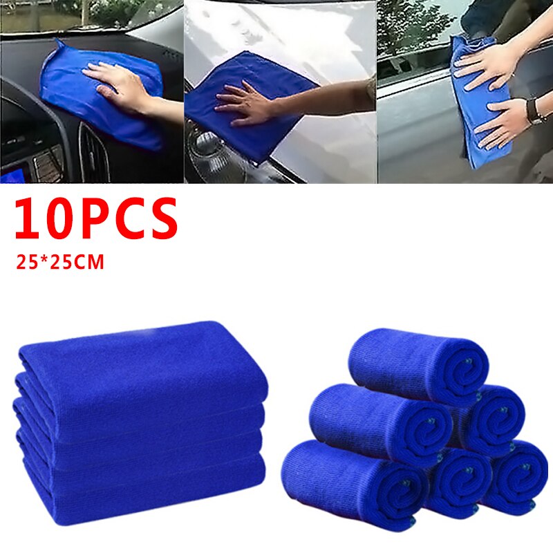 pcmos 10Pcs Car Towel Green Microfiber Washcloth Auto Car Care Cleaning Towels Soft Cloths Tool Windshield Sunshades 2019 New