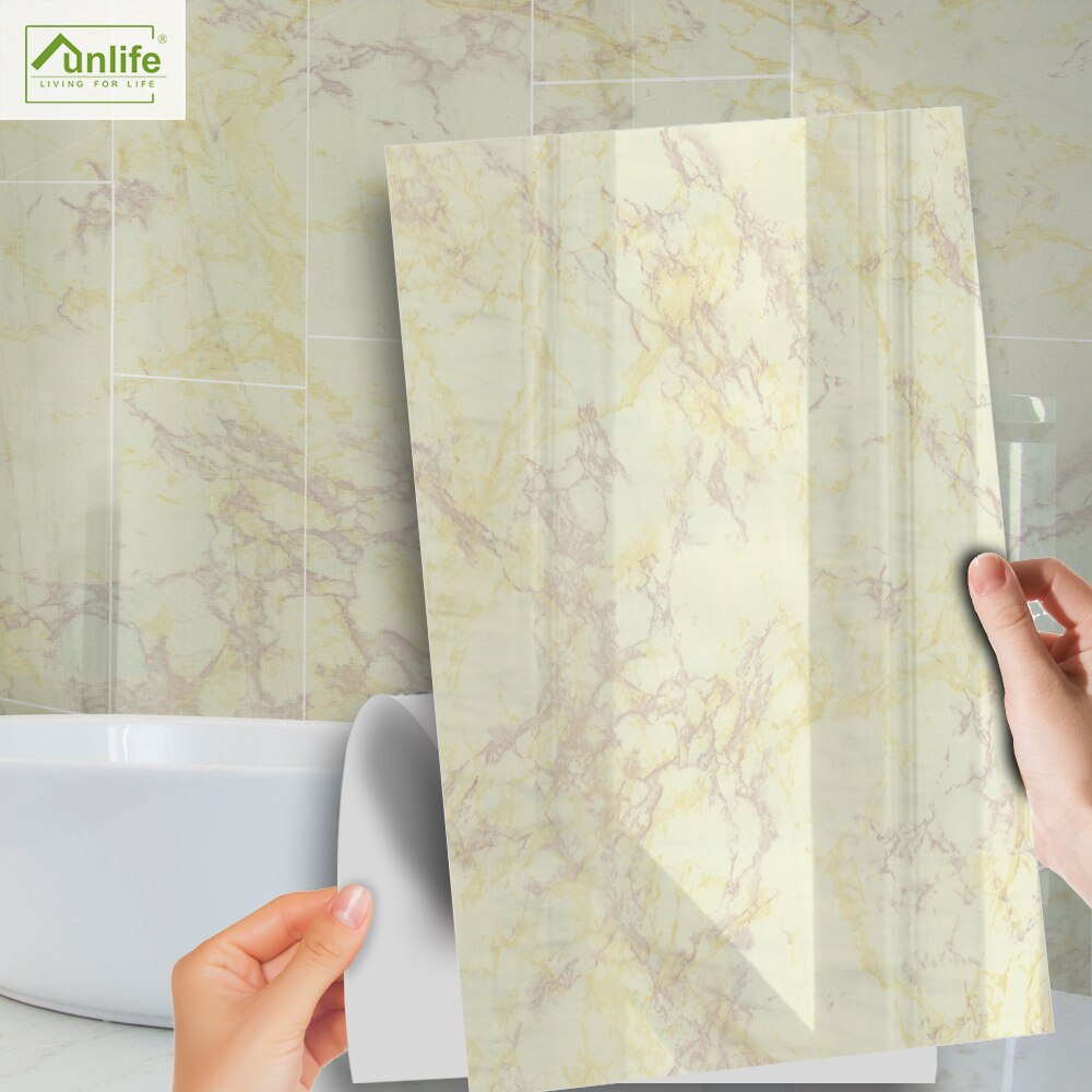 Funlife[R] NOUVELLE MAISON[TM] 30x60cm Black and White Marble Waterproof PVC Tile Sticker For Kitchen Bathroom Floor Sticker