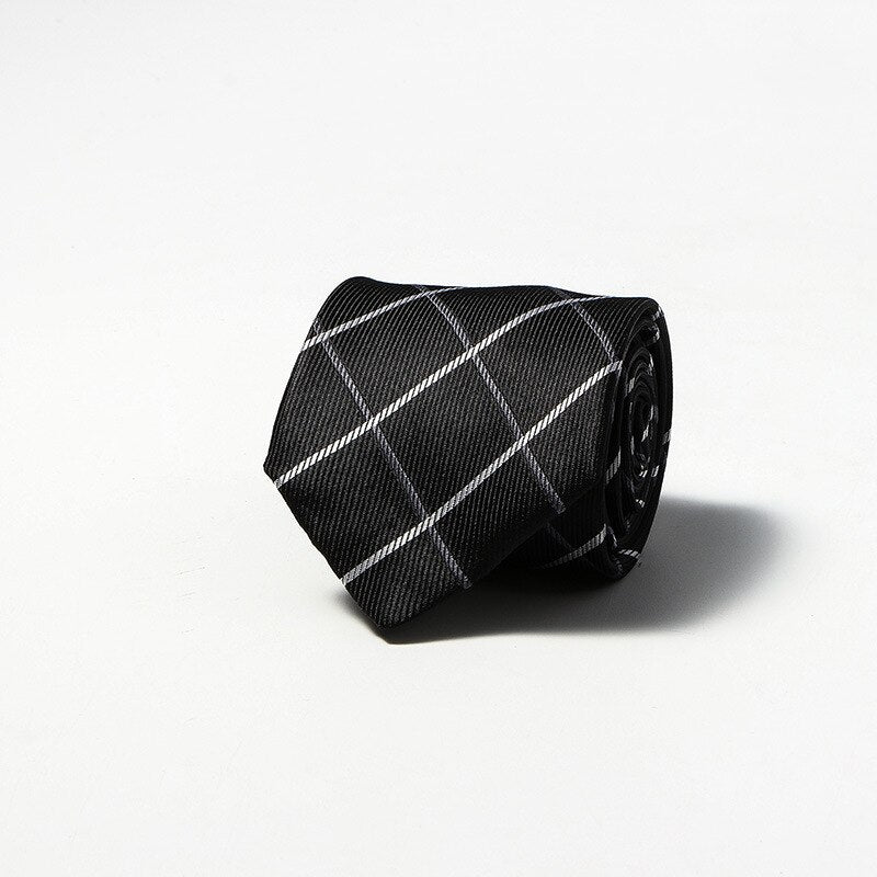 Luxury Fashion Striped Plaid Men's Tie Red Blue Grey Classic Neck Ties Leisure Business Wedding High Quality 8cm Silk Necktie
