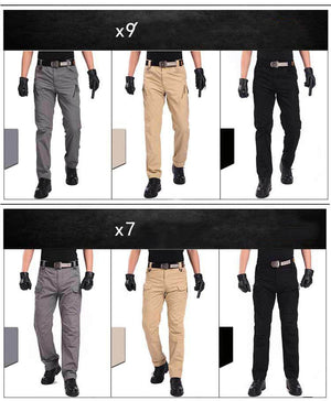 Pantalon tactique homme élasticité de poche Multiple ville pantalon militaire Sport urbain hommes mince gros noir Cargo pantalon moto 5XL