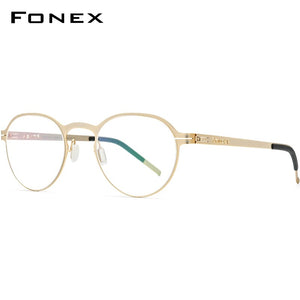 FONEX Alloy Glasses Frame Women 2020 New Round Optical Myopia Prescription Eyeglasses Frames Men Korean Screwless Eyewear 994