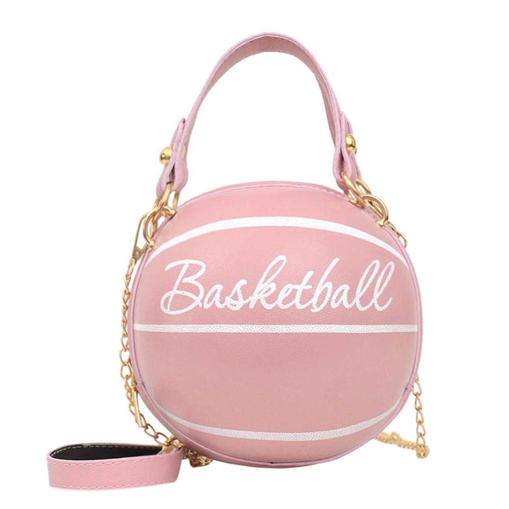 Fashion Basketball Round Shaped Shoulder Bags for Women Acrylic Chain Casual Small Totes PU Leather Messenger Crossbody Handbags