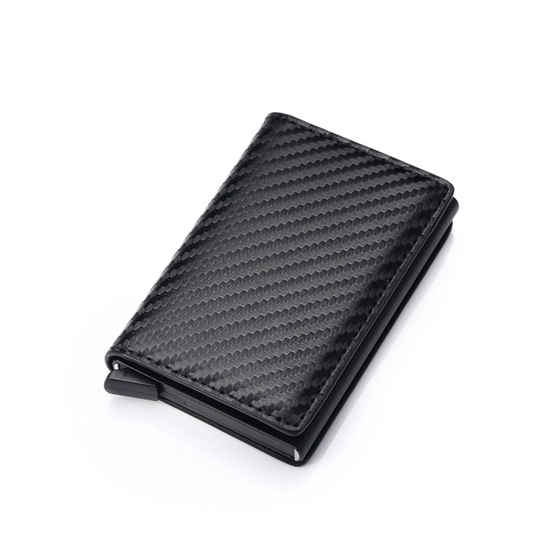DIENQI Carbon Fiber Card Holder Wallets Men Brand Rfid Black Magic Trifold Leather Slim Mini Wallet Small Money Bag Male Purses