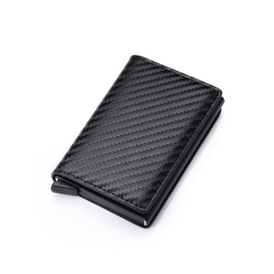 DIENQI Carbon Fiber Card Holder Wallets Men Brand Rfid Black Magic Trifold Leather Slim Mini Wallet Small Money Bag Male Purses