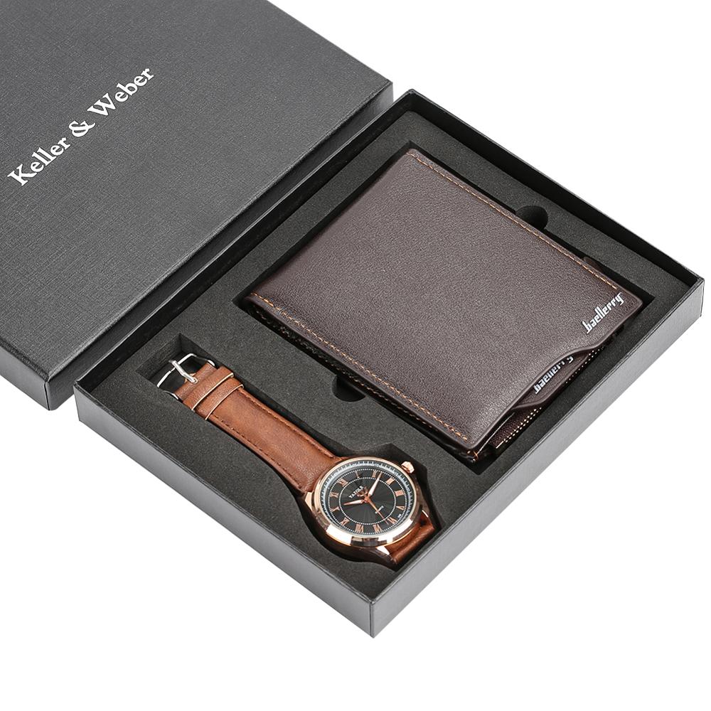 Mens Watches Luxury Minimalist Quartz Wrist Watch Card Holder Wallet Watches Men Gift Set Watches for Dad Husband Boy Friend