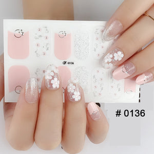 Fashion 31 Designs 3D Full Cover Nail Sticker Waterproof Self-adhesive Nail Art Manicure DIY Decoration Glitter Nail Wraps 2019