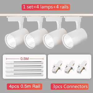 Whole Set LED Track Lights 12/20/30/40W 220V COB Track Lamp Rail Spotlights Track Lighting Fixture Spot Lights for Home Store