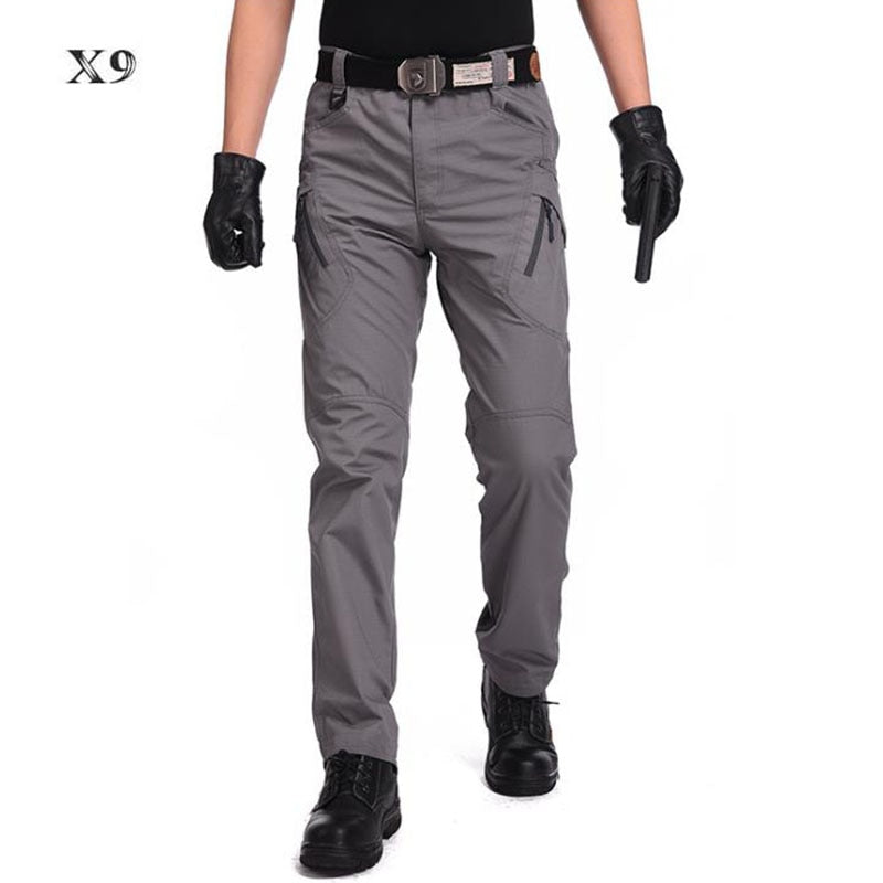 Pantalon tactique homme élasticité de poche Multiple ville pantalon militaire Sport urbain hommes mince gros noir Cargo pantalon moto 5XL