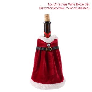 Christmas Wine Bottle Cover Merry Christmas Decor For Home 2020 Natal Noel Christmas Table Decor Xmas Gift Happy New Year 2021