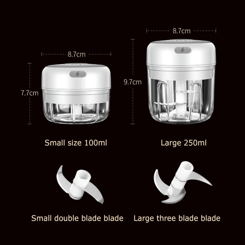 New USB Charge Wireless Electric Meat 3Level Grinder Food Chopper Mini Stainless Electric Kitchen Chopper Meat Grinder Shredder