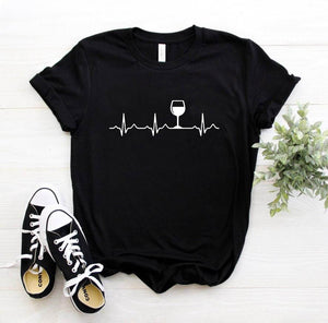 Wine Heartbeat Women tshirt Cotton Casual Funny t shirt Lady Yong Girl Top Tee Higher Quality Drop Ship 6 Colors S-485