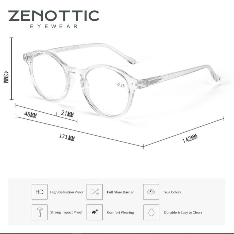 ZENOTTIC Round Frame Reading Glasses For Men Women Computer Optical Eyeglasses Hyperopia Anti Blue Light Reading Glasses Eyewear