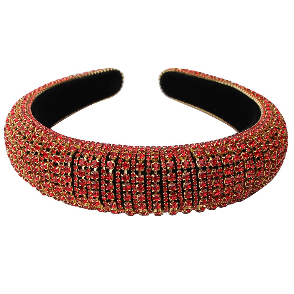 CN Baroque Full Crystal Hair Bands For Women Luxury Padded Diamond Headband Hair Hoop Christmas Gifts Christmas Hair Accessories