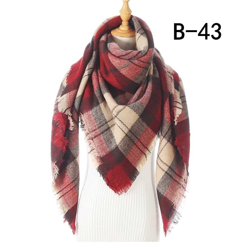 Designer 2020 knitted spring winter women scarf plaid warm cashmere scarves shawls luxury brand neck bandana pashmina lady wrap