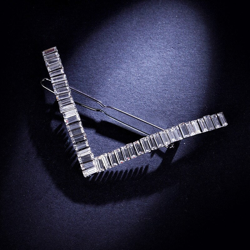 6.8CM Luxury Crystal Hair Jewelry For Women Cubic Zircon Metal Hairpins Wedding Ornament Hair Clips Geometric Hair Accessories 