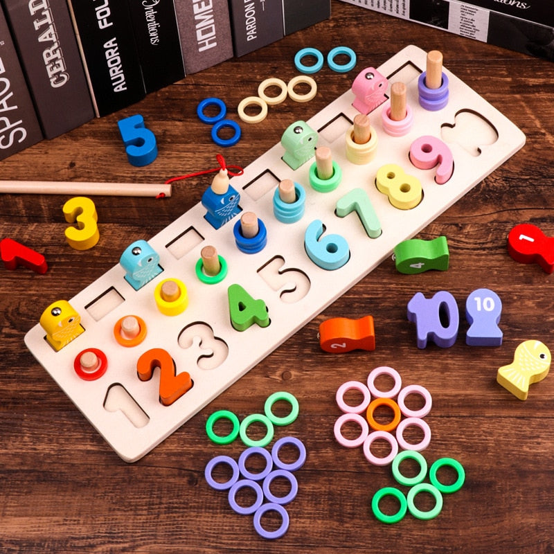 Montessori jouets éducatifs en bois pour enfants conseil maths pêche compter numéros forme numérique Match éducation précoce enfant cadeau jouet