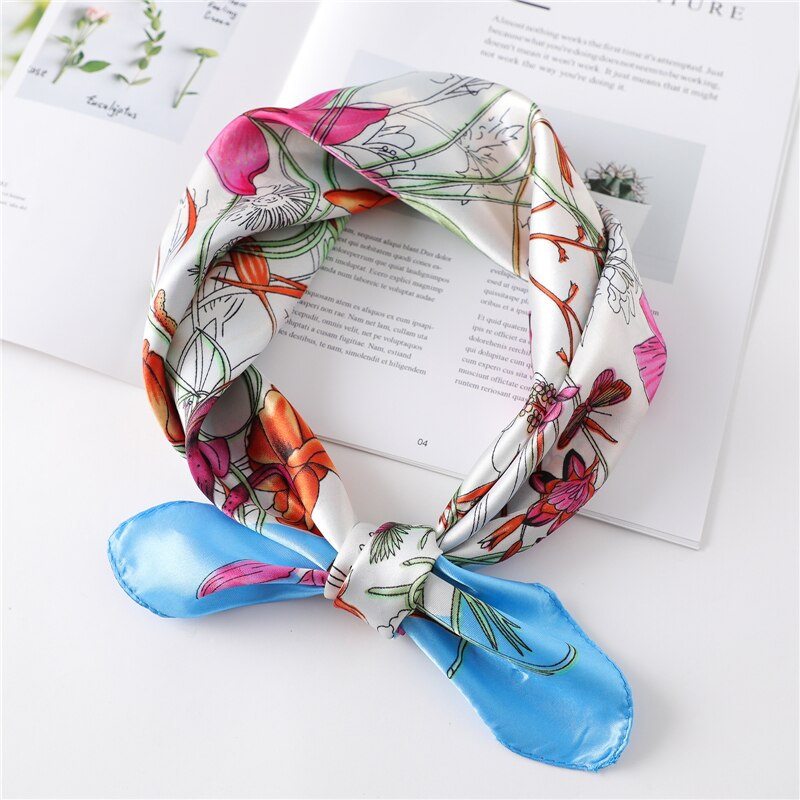 Women Square Silk Scarf Chiffon Satin Lady Hair Neck Foulard  Scarves Shawl Wrap Female Bandana Head Kerchief Hijab Headband