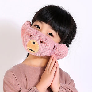 New Fashion Winter Earmuffs for Girls Bowknot Rabbit Earmuff Mouth Cover Plus Velvet Boys Ear Muff Wrap Band Ear Warmer Earlap
