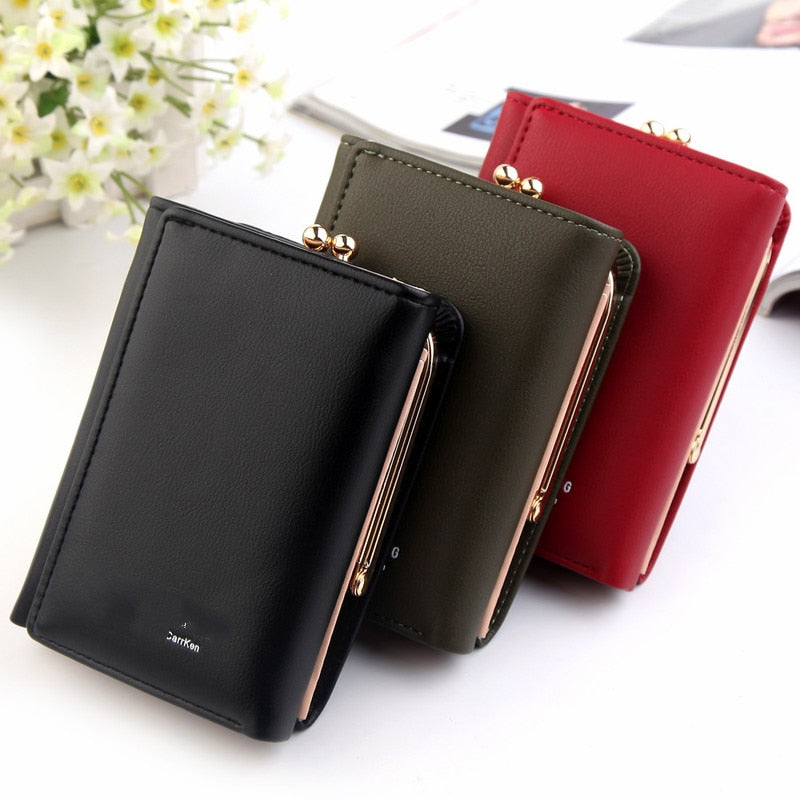 Wallet Women 2020 Lady Short Women Wallets Black Red Color Mini Money Purses Small Fold PU Leather Female Coin Purse Card Holder