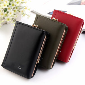 Wallet Women 2020 Lady Short Women Wallets Black Red Color Mini Money Purses Small Fold PU Leather Female Coin Purse Card Holder