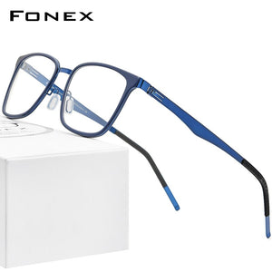 FONEX Alloy Acetate Glasses Frame Men Square Prescription Myopia Optical Eyeglasses 2020 New Women Korea Screwless Eyewear F1007