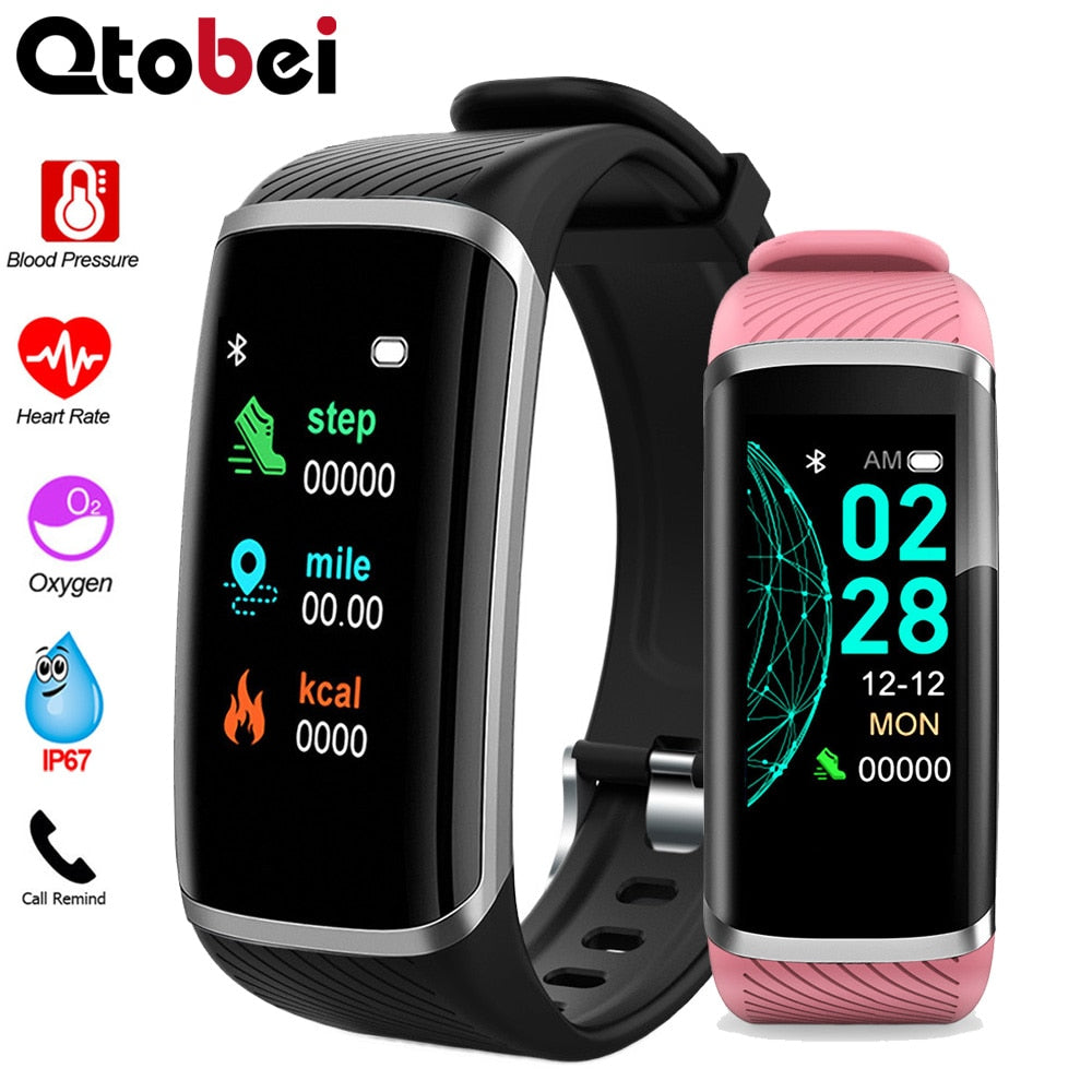 Smart Fitness Bracelet Heart Rate Blood Pressure Fitness Tracker Customize Wallpaper Smart Band Watch Men Women For Android IOS