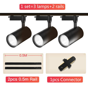 Whole Set LED Track Lights 12/20/30/40W 220V COB Track Lamp Rail Spotlights Track Lighting Fixture Spot Lights for Home Store