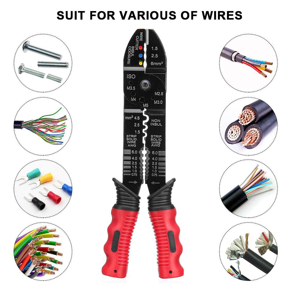 3 in 1 Crimper Cable Cutter Automatic Wire Stripper Multifunctional Stripping Tools Crimping Pliers Terminal 0.75-6.0mm2 tool