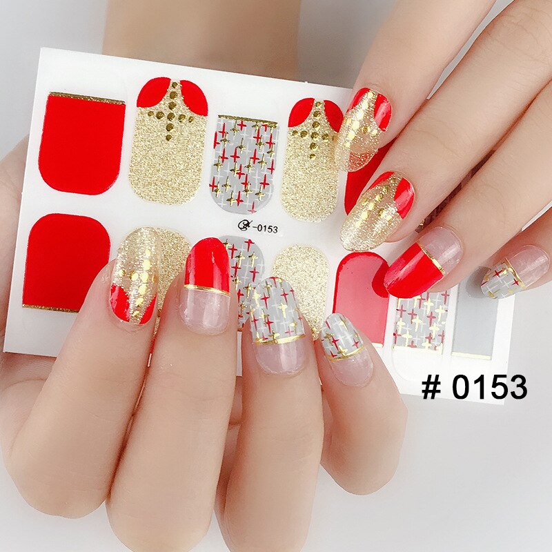 Fashion 31 Designs 3D Full Cover Nail Sticker Waterproof Self-adhesive Nail Art Manicure DIY Decoration Glitter Nail Wraps 2019