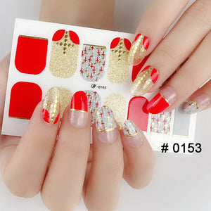 Fashion 31 Designs 3D Full Cover Nail Sticker Waterproof Self-adhesive Nail Art Manicure DIY Decoration Glitter Nail Wraps 2019