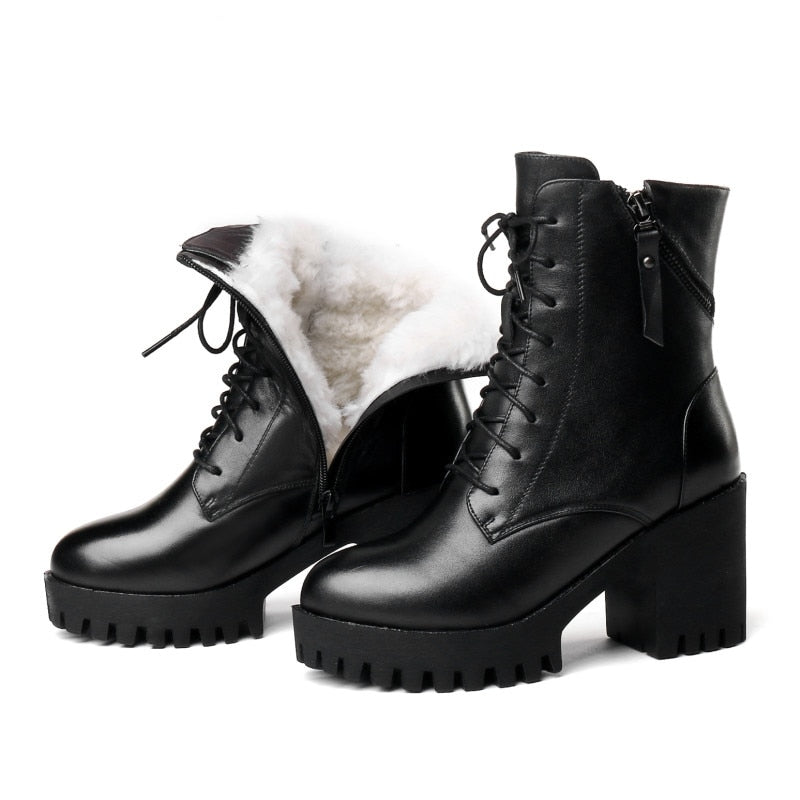 AIYUQI Women bare boots 2020 new genuine leather women boots natural wool warm women winter naked boots winter women shoe