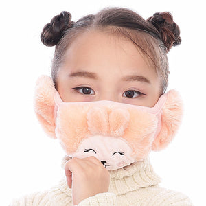 New Fashion Winter Earmuffs for Girls Bowknot Rabbit Earmuff Mouth Cover Plus Velvet Boys Ear Muff Wrap Band Ear Warmer Earlap