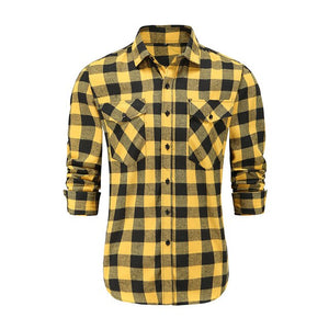 Jeetoo European/US Size Men Flannel Plaid Shirts Cotton 2021 Casual Long Sleeve Shirt Warm Comfort Regular Fit Man Blouse