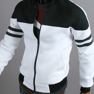 Autumn Men's Bomber Jacket Coat Sportswear Zipper Solid Stripe Patchwork Long Sleeve Outwear Mens Bomber Jacket Coat Homme 2019