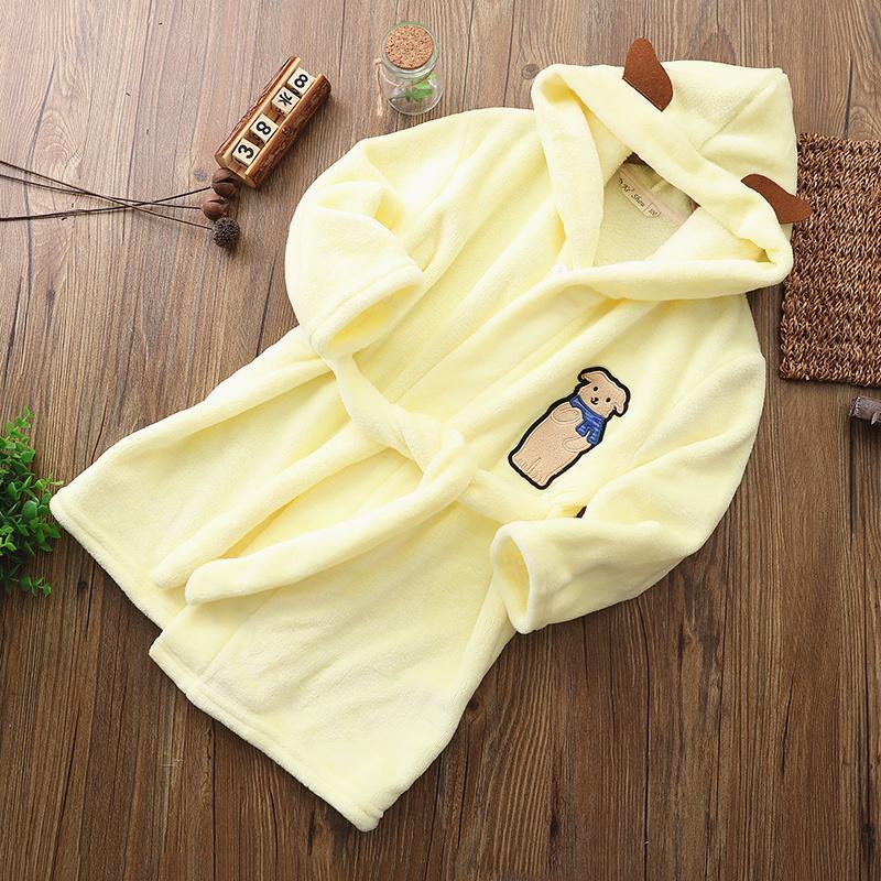 Flannel Thick Lovely Baby Girls Cartoon Hooded Bathrobe Child Toddler Bathing Towel Robe Cute Winter Baby Clothing Sleepwear