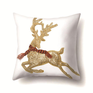 Elk Deer Santa Claus Snowman Christmas Cushion Cover Throw Pillow Xmas New Year Decor Home Decoration Polyester Pillowcase 40543